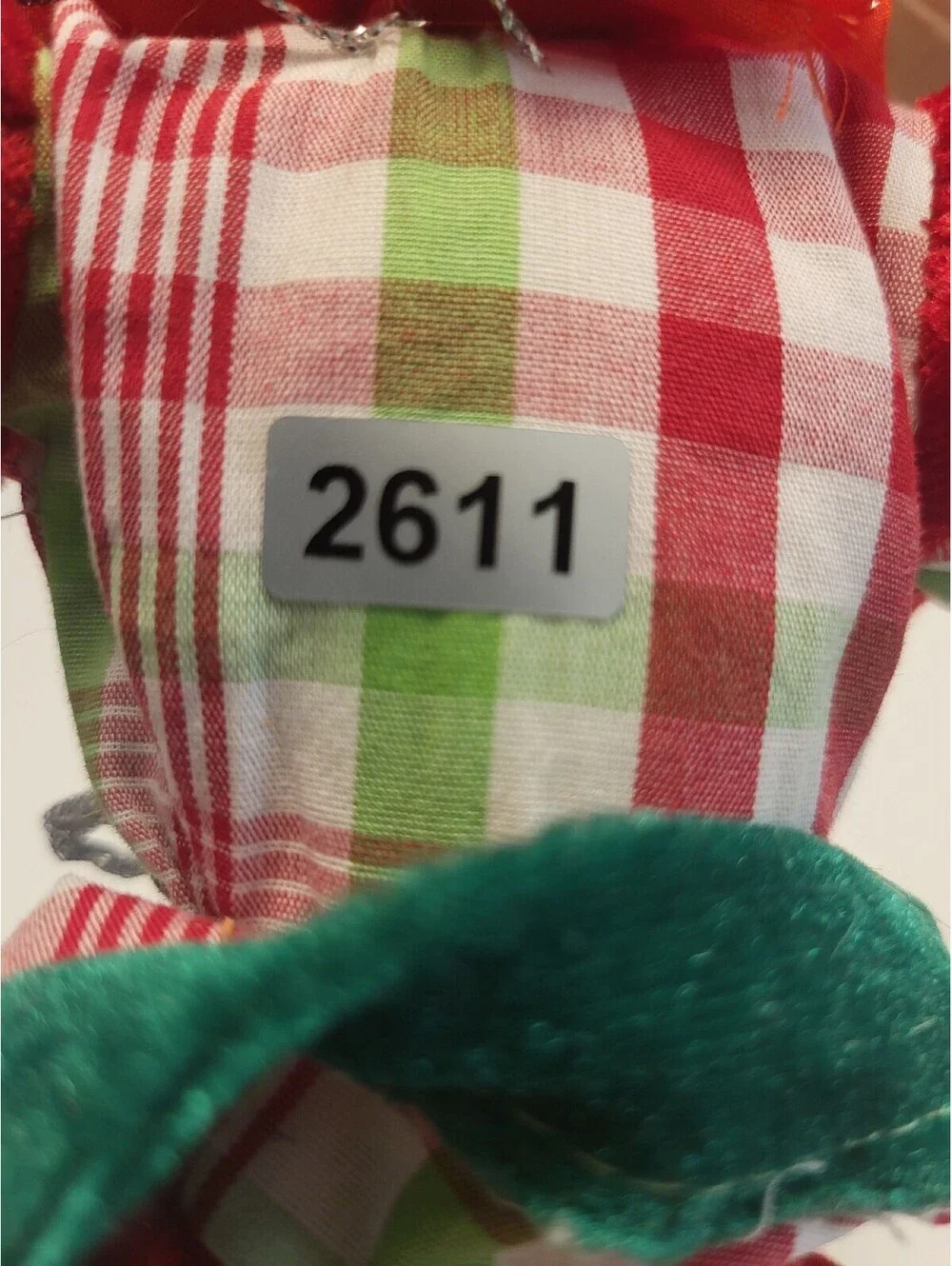 Festive Elf Doll with Plaid Outfit and Velvet Accents 20x8 see finger